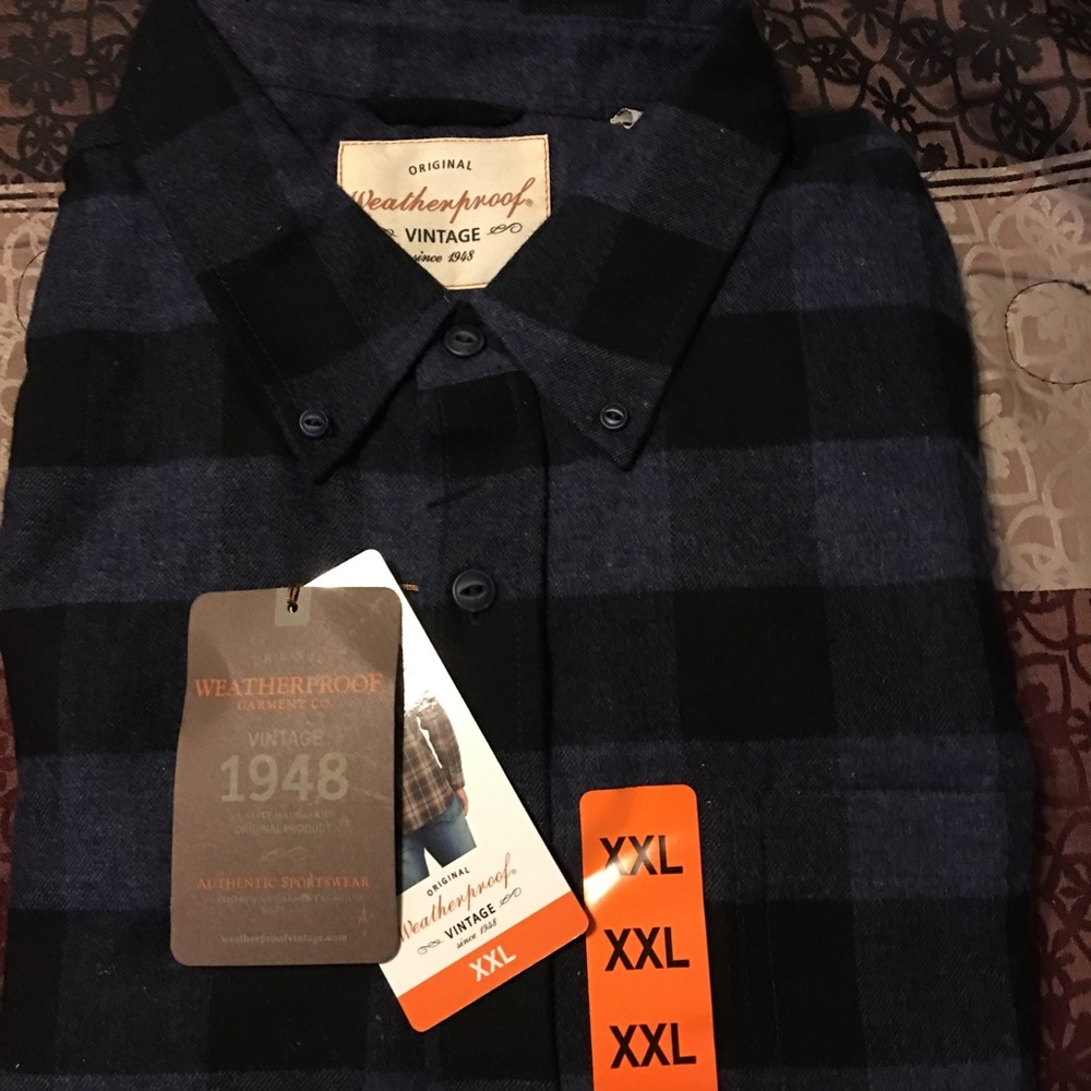2xl black and blue flannel by: weatherproof